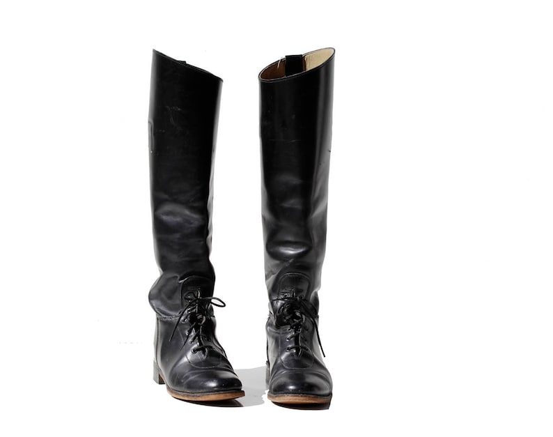 womens black leather knee high boots uk