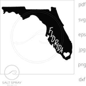 Florida Cricut SVG - FL Silhouette mit Herz - Bundesstaat Florida mit Herz Clipart für Abziehbilder, Drucke, T-Shirts
