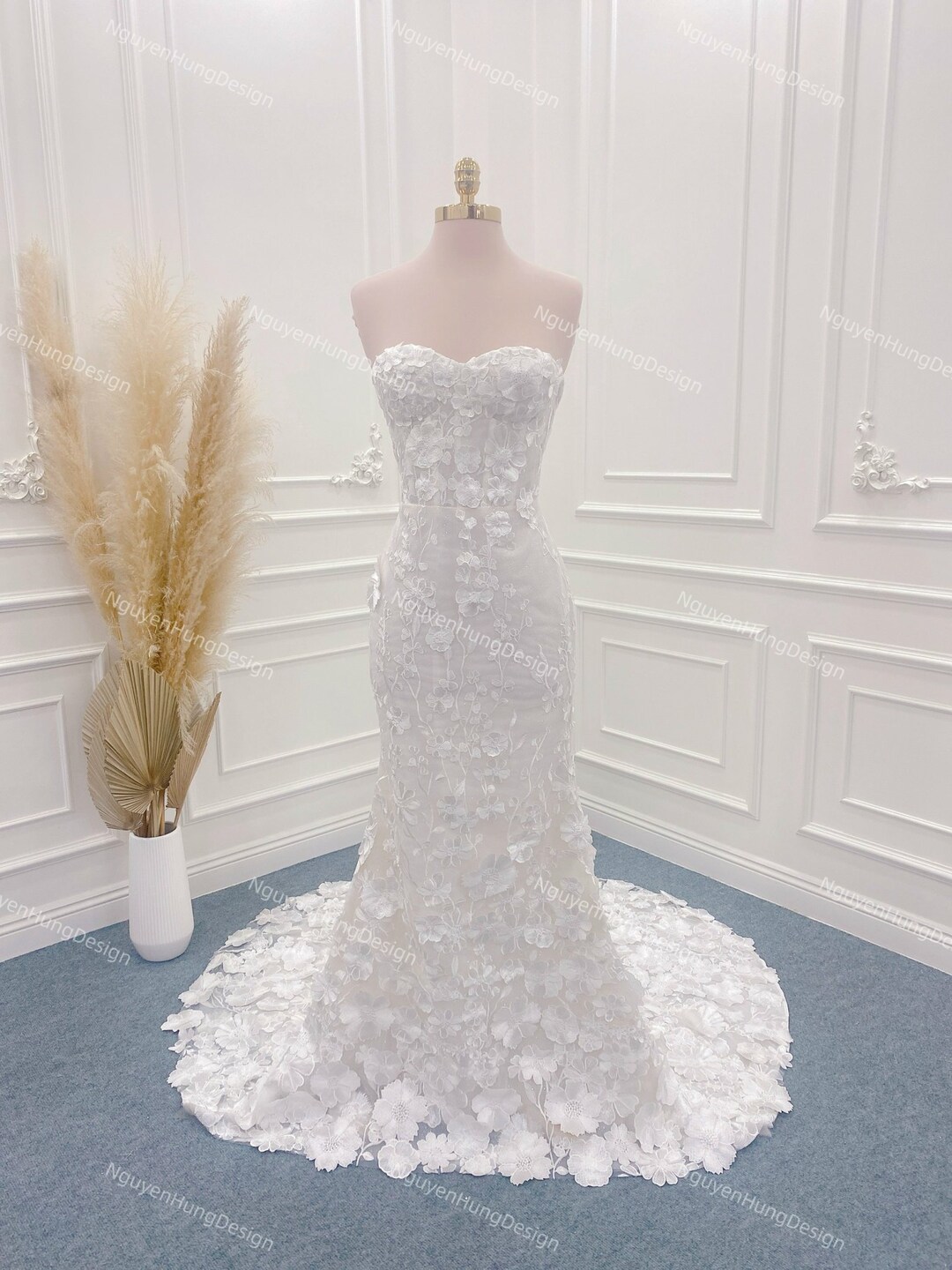 Peyton Mermaid 3D Floral Wedding Gown