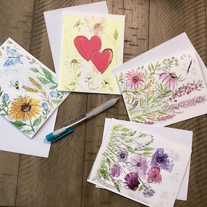 Carton de correspondance original aquarelle d'été