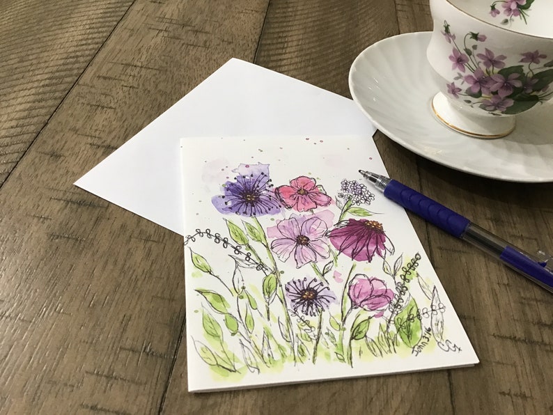 Summer Original Watercolor Note Cards, Set of 4 With Envelopes - Etsy