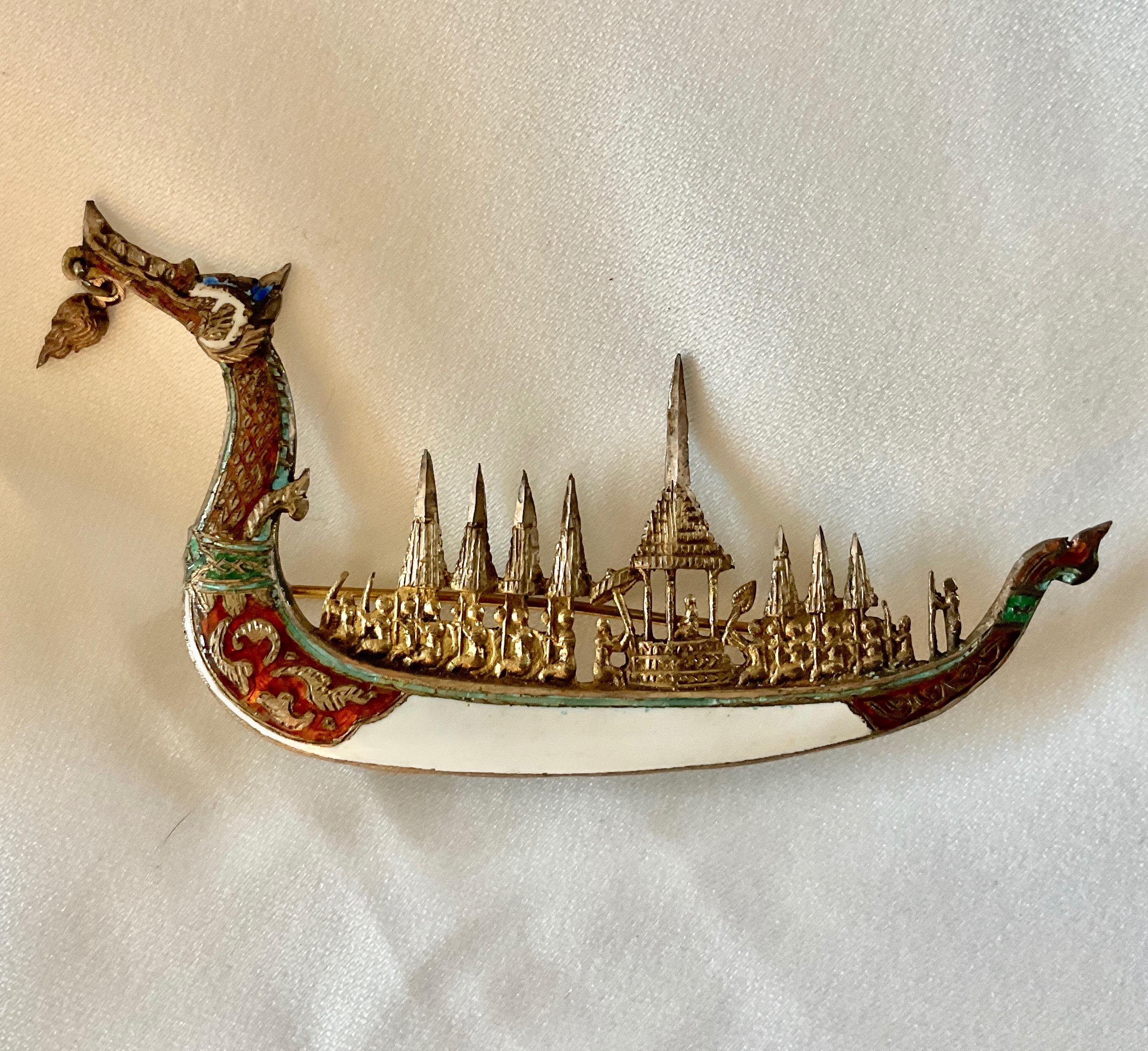 ヴィンテージ 　タイ王室のはしけの真鍮製スパンナホン ドラゴン ボート 燭台 Thailand Dragon Boat - Etsy