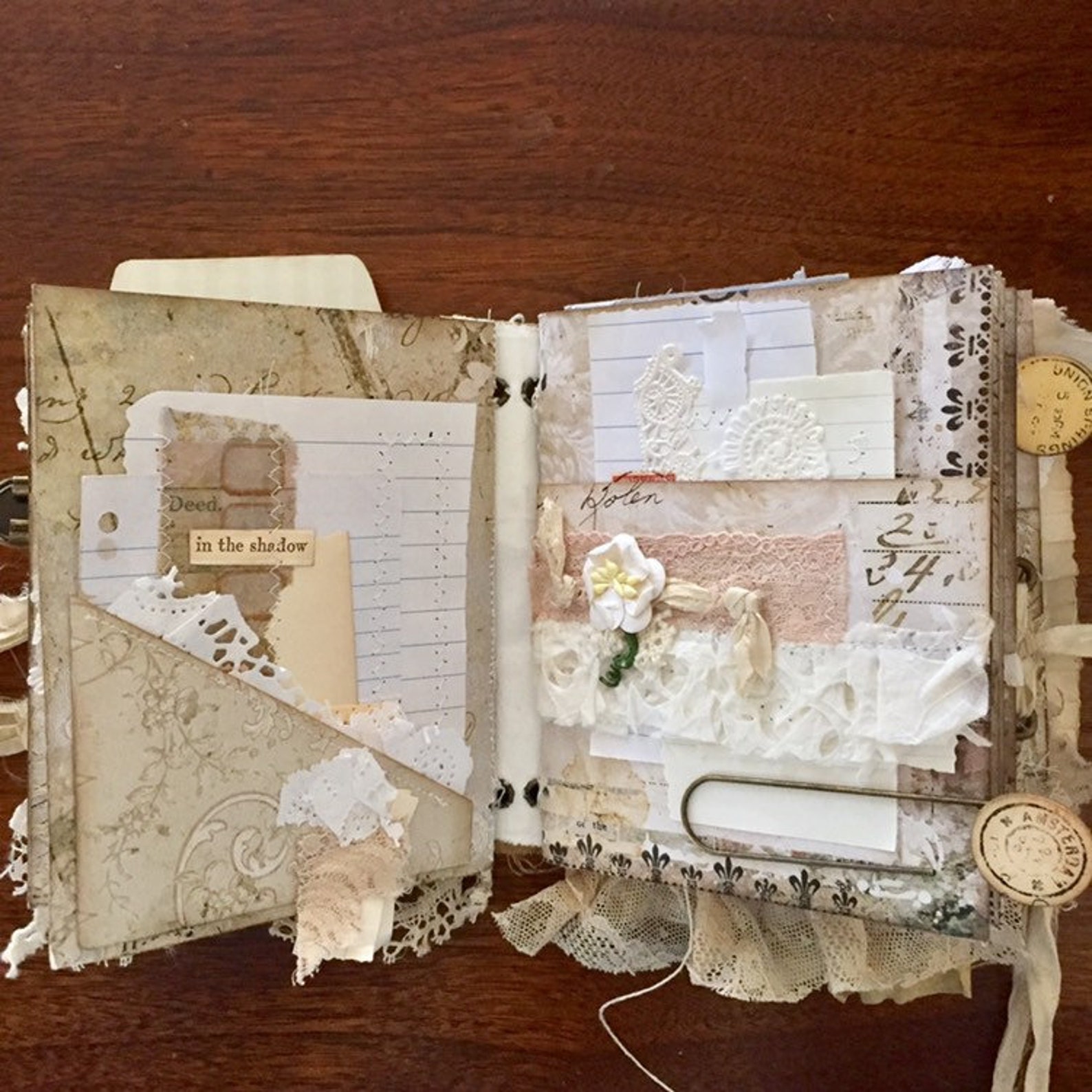 White Lace Romantic Journal Cottage Chic Junk Journal | Etsy