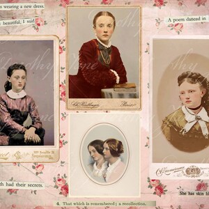 Carta digitale, foto di giovani donne, boccioli di rosa rosa, detti,