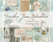 French Green Ephemera Kit: Shabby Chic Journal Embellishments (Digital Download