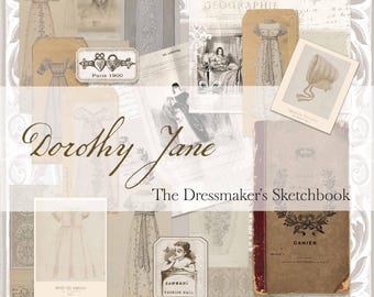 Ecru & Fawn Junk Journal Paper: Dressmaker's Sketchbook (digital nedladdning)