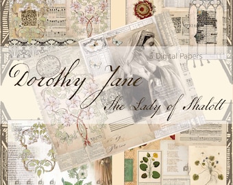 Lady of Shalott Digital Paper: Medieval Junk Journal (Digital Download)