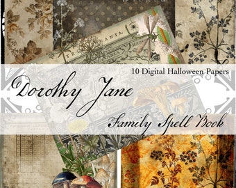 Halloween Digital Paper: Family Spell Book Pages (Digital Download)