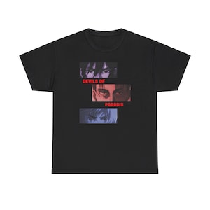 Attack on Titan T-shirt, "Devils of Paradis", Unisex T-shirt med kraftig bomull, anime huvudkaraktärers ögon, kornig effekt, Manga Anime-tröja