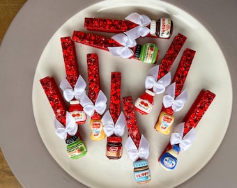 10 | Cheer Spirit Pins, Fun Cheer Competition Clips, Red and White Pins, Set of 10