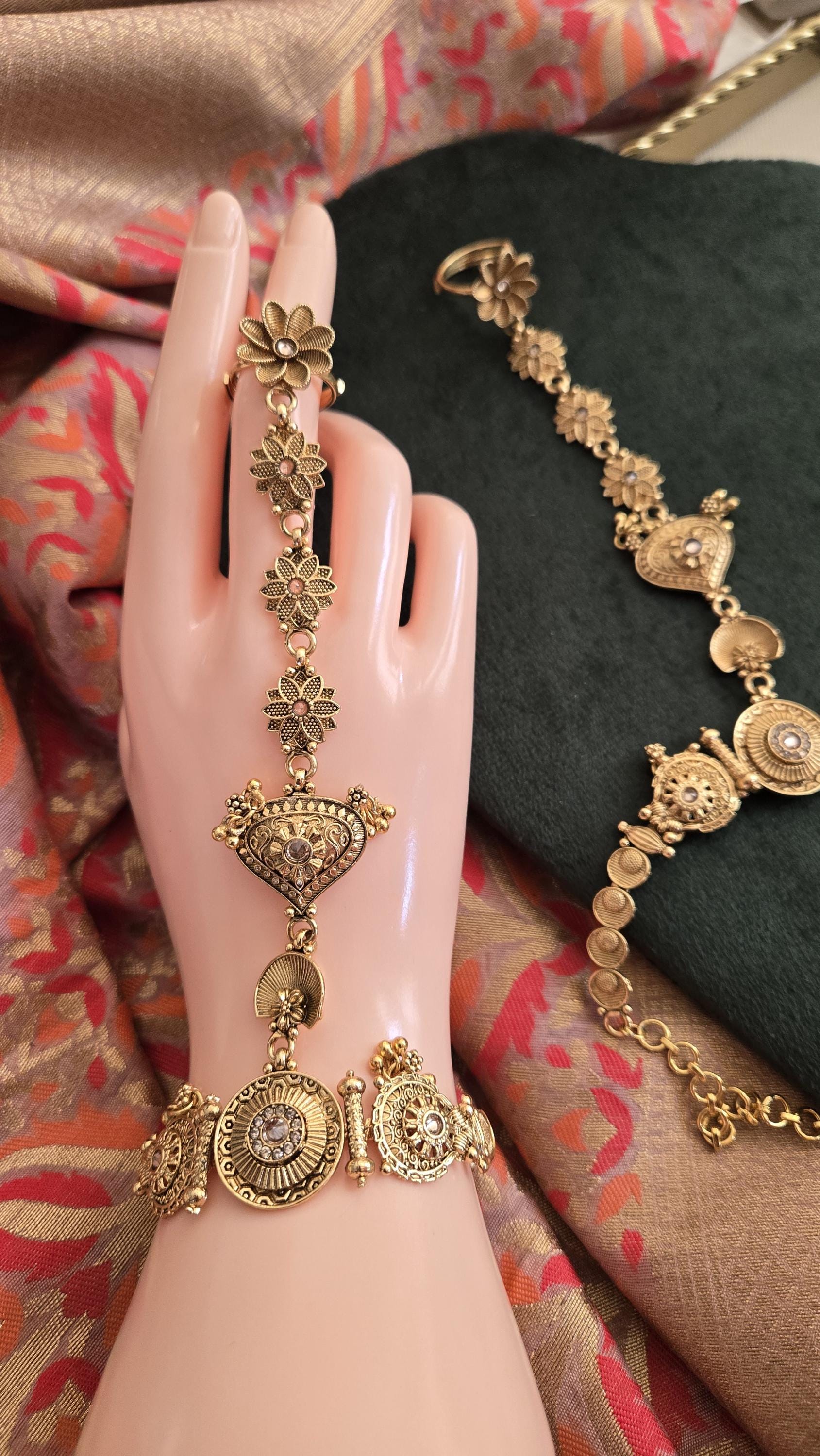 Gold Plated Haathphool/hand Jewelry/haathpaan/south Indian Jewelry