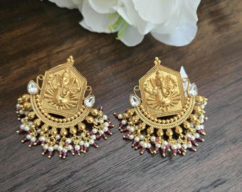 アクセサリー Indian Jewelry Gold Plated Temple Earrings/idol Intricate Designed Earrings