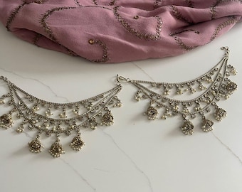 Mehndi Finish Hair Chain,Ear Chain,Earring Support,Kaan chain,Earring Accessories,Wedding Jewelry,Bridal Jewelry,Indian,South Indian jewelry