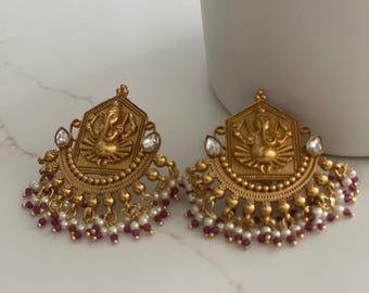 アクセサリー Indian Jewelry Gold Plated Temple Earrings/idol Intricate Designed Earrings