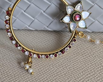 Statement kundan Nose Ring,Nose Ring,Press On Nose Ring,No piercing Nose Ring,Bridal Nath,Nath,Bridal Nose Ring,Ruby Nose Ring,Bridal