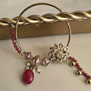Statement Nose Ring,Nose Ring,Press On Nose Ring,Nose piercing Nose Ring,Bridal Nath,Nath,Bridal Nose Ring,Ruby Nose Rings,Bridal Jewelry