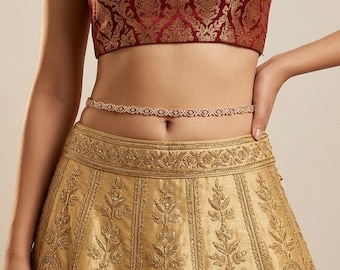Gold Plated Diamond Look in  Belly Chain,Kamarbandh,Waist Jewelry,Bridal Jewelry,Gold Belly Chain,Belt,Waist Belt,Diamond Look waist belt