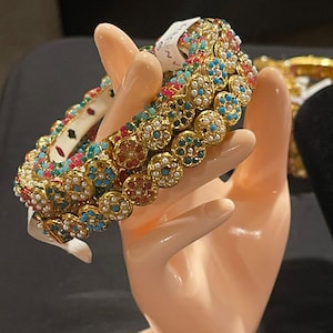 Rajasthani Bracelet/Jadau Bracelet/Openable/R /Kada/Multicolored/Kundan/Kada/Bangle/Bollywood Jewelry/Designer Bracelet/Meenakari Kada/Polki