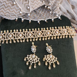 Jadau Necklace Set,Jadau Choker Set,Choker Set Gold Plated Jewelry,Hyderabad jewelry,Punjabi Wedding Jewelry,Pakistani Jewelry,Premium Ser