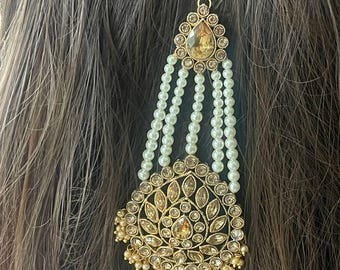 Paasa de oro antiguo/Paasa/Polki Paasa/Piedras multicolores/Joya estilo Heeramandi/Pieza de cabeza/Jhoomar/Joyería nupcial paquistaní/Paasa de boda