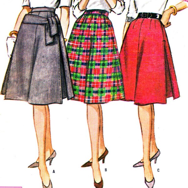 Vintage Sewing Pattern 1960s McCall's 6408 Gored A-line Skirt with Inverted Side Pleats Waist 28 Hip 38