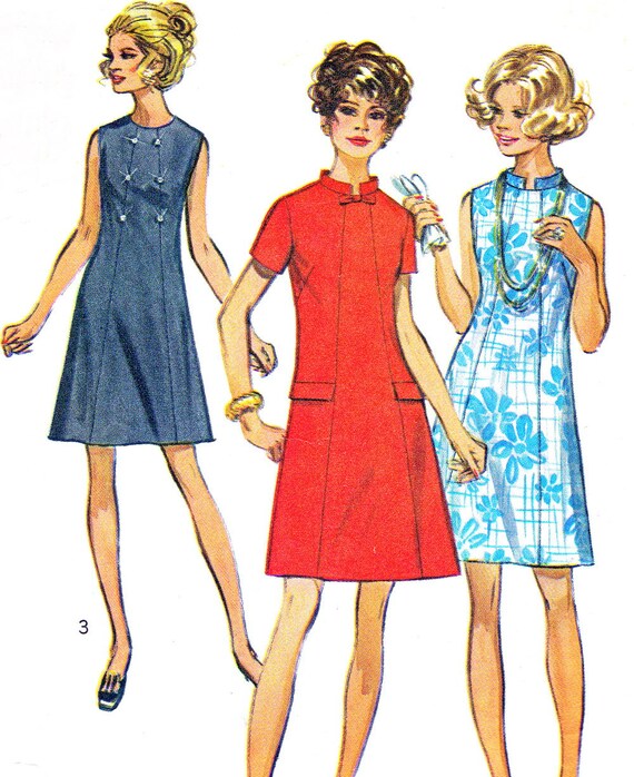 1960s Dress Pattern Simplicity 8603 Mod A Line Day or Evening Etsy