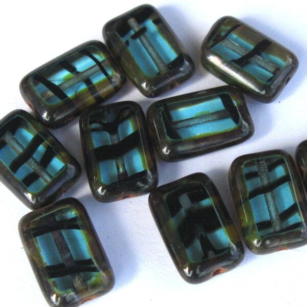 Teal Turtoise Polished Rectangles 8x12mm