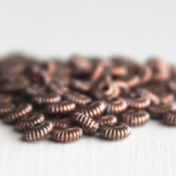 100 TierraCast 5mm Antiqued Copper Crown Heishi Britannia Pewter, Copper Spacer Beads, Lead Free Metal Spacer Beads