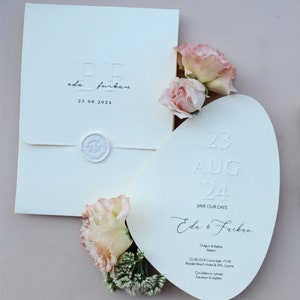 Einzigartige Hochzeitseinladung mit geprägten Details und Wachssiegel, Partyeinladung, Geburtstagseinladung, Quinceanera-Einladungen