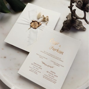 Elegante weiße Hochzeitseinladungen mit Gold gedruckten Karten und benutzerdefinierten Siegeln, Partyeinladung, Geburtstagseinladung, Quinceanera-Einladungen