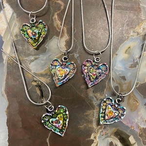 Hand Painted Colors of the Heart Pendant