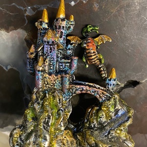 Original Design Bridge Castle with Dragon Handpainted