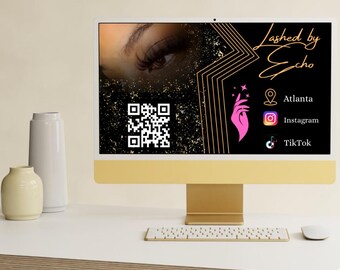 Tarjeta de presentación de Instagram Tarjeta de presentación de Canva Diseño de plantilla de tarjeta de presentación con código QR Artista de belleza Pestañas Cabello Uñas Esteticista
