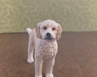 Miniature Yellow Labradoodle or Goldendoodle Dollhouse Pet 1:12th scale Realistic Dollhouse Dog Dollhouse Supply  Pet New with Tags