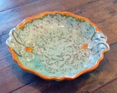 Vintage ceramic bowl, Reactive glazes, Hand made, Hand painted