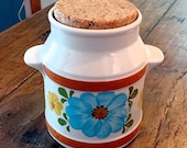 Vintage Secla ceramic jar , Canister, Container, Hand painted, Made in Portugal