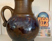 Vintage 1960/70s Pottery Jug / Pitcher / Vase, GDR 8006 8” tall, East Germany, Strehla