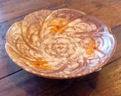 Vintage footed bowl, Reactive glazes, Hand made, Hand painted
