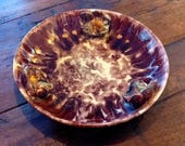 Vintage ceramic bowl, Reactive glazes, Hand made, Hand painted
