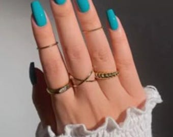 teal blue press on nails - spring press on nails