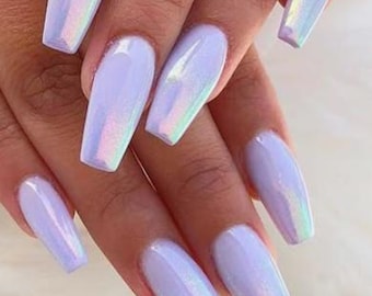 Lilac chrome nails - glazed donut nails -hailey Bieber glazed inspired nails - unicorn press on nails