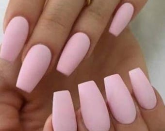Pink pastel press on nails - matte pink press on nails - spring press on nails