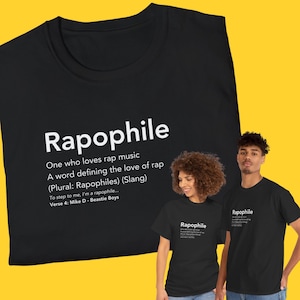Camiseta hip hop Rapophile Graphic Tee, camiseta de artista musical hip hop dos anos 90, estilo vintage, streetwear urbano