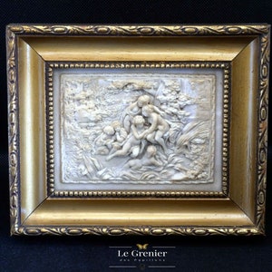 Small relief limestone painting in a pretty frame
