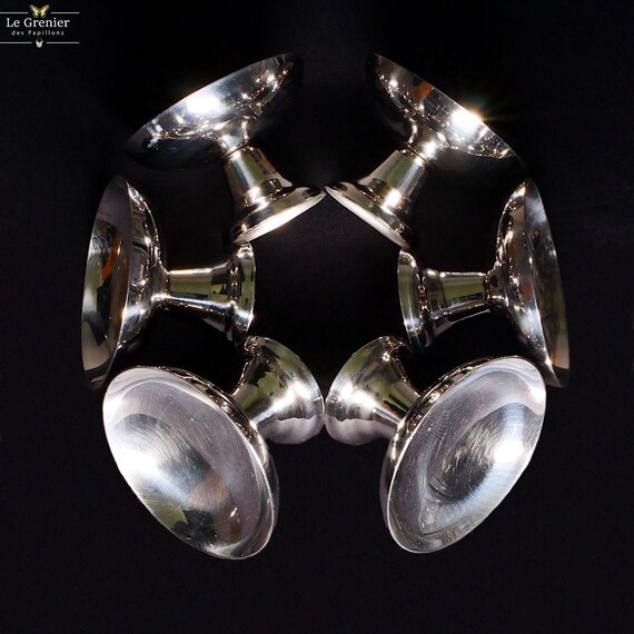 Set de 6 coupes à glace en inox, design moderne années 1970, vintage