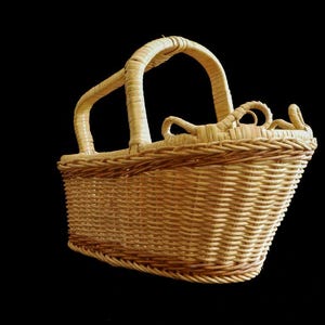 Panier de bar vintage en rotin, rangement pour bouteilles et assiettes en rotin, Italie - France