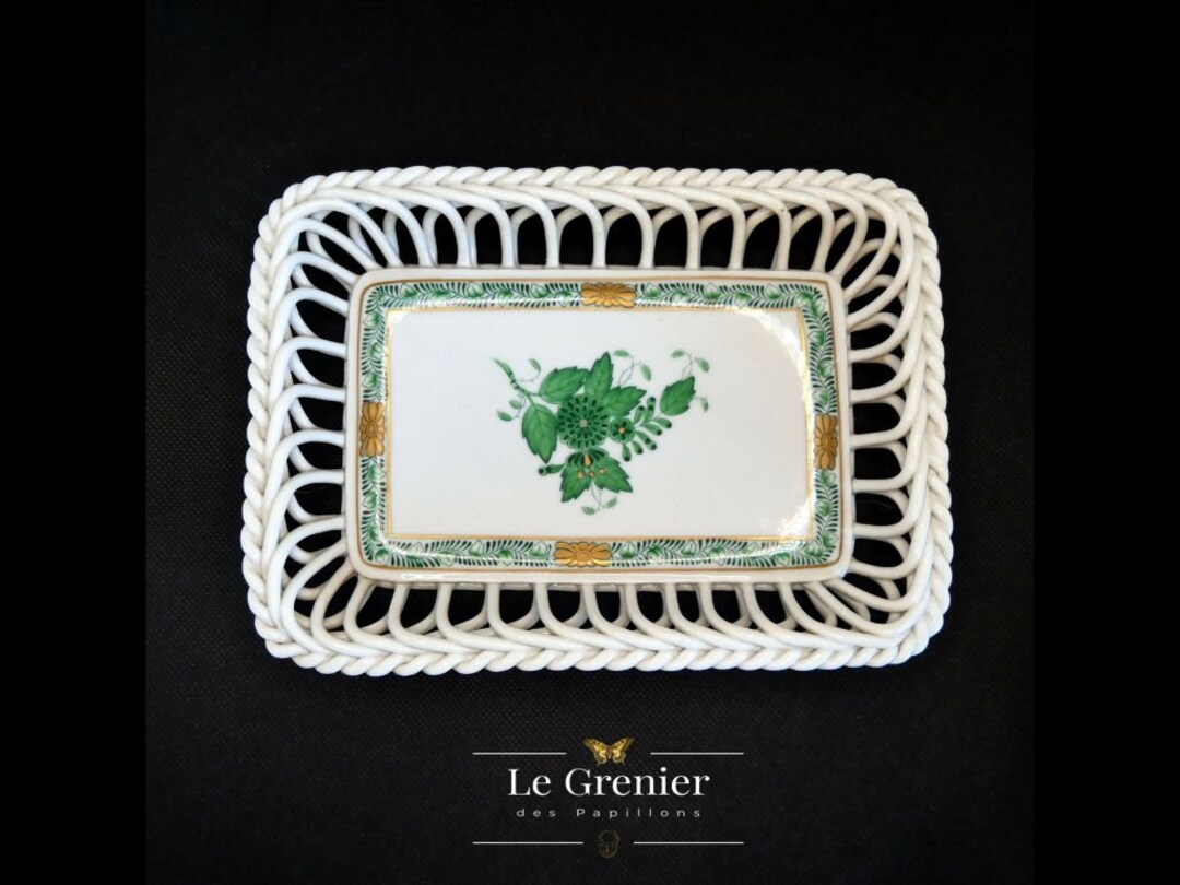 Small Rectangular Openwork Porcelain Basket HEREND “chinese Bouquet” - Etsy