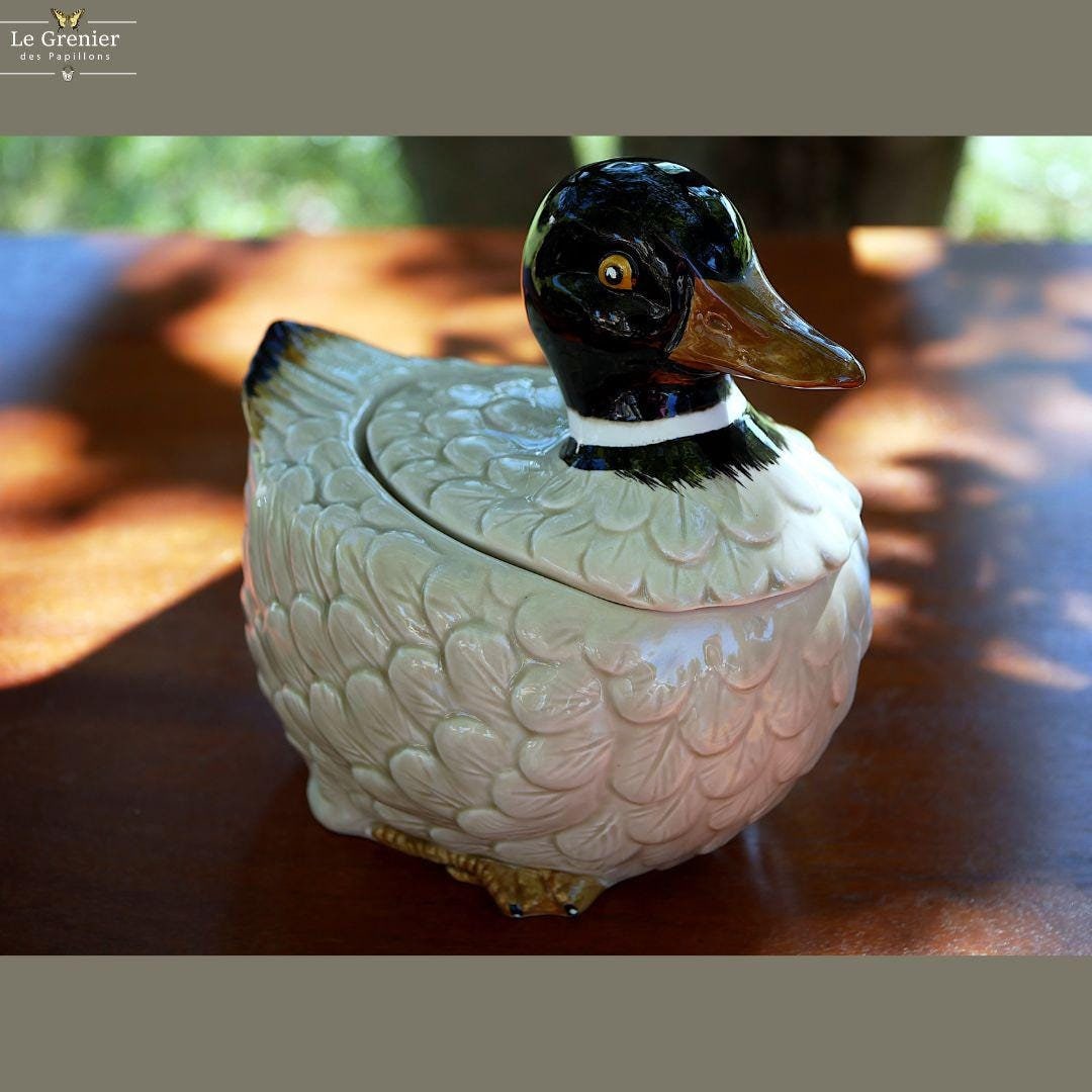Vide-poche Canard Céramique – Boîte à Bijoux Forme Canard, Collection, Très Bon état