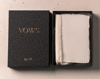 Set of 2 Vow Cards with Silk Ribbon | Personalised Letterpress Vow Cards Vow Cards, Our Vows, His Vows Card, Her Vows Card