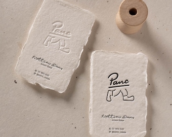 Handmade Paper Letterpress Business Cards | Deckled Business Cards